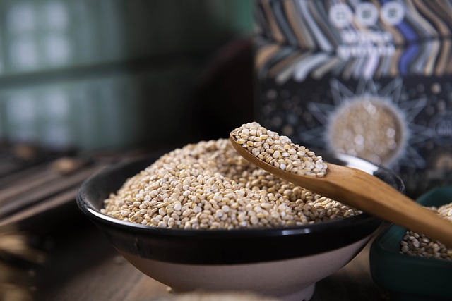 A bowl of raw quinoa grains